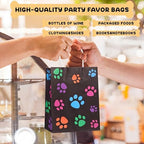 Tenceur 80 Pcs Dog Gift Bags Goodie Paw Puppy Paper Treat Bags Bulk with Handles 10.63 x 4.72 x 7.87 Inch Dog Themed Party Favors Shopping Holiday Kraft(Black Colorful) - Image 6