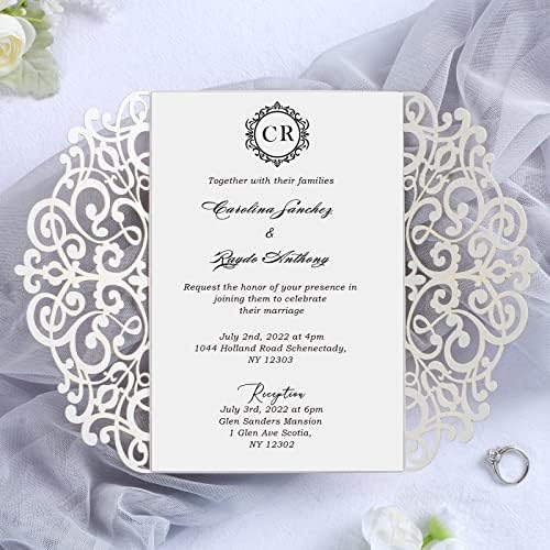 ponatia 25PCS Laser Cut Invitation Pocket with Envelopes - Image 5