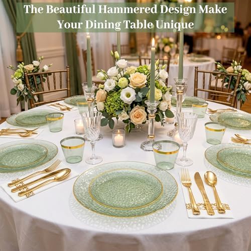 DaYammi 350PCS Sage Green Plastic Dinnerware Set for 50 Guests - Image 4