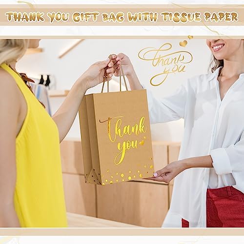 PerKoop 60 Pack Thank You Paper Gift Bags, Classic, Brown - Image 5