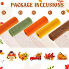 5 Rolls Fall Thanksgiving Mesh Ribbon and 5 Wood Signs, Orange - Image 2