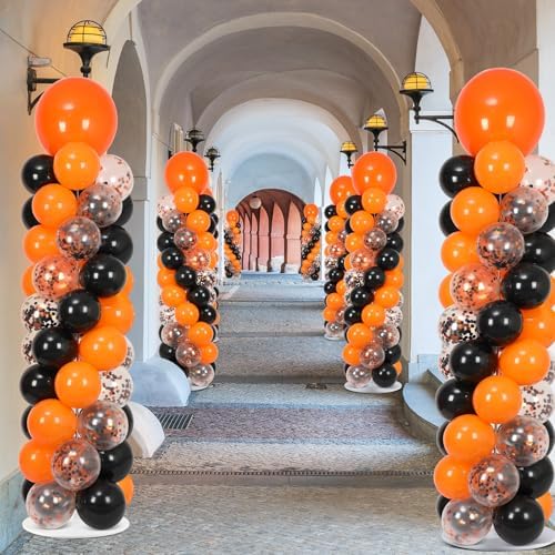2 Sets Adjustable Balloon Column Stand Kit with Bases（ Orange and Black） - Image 5
