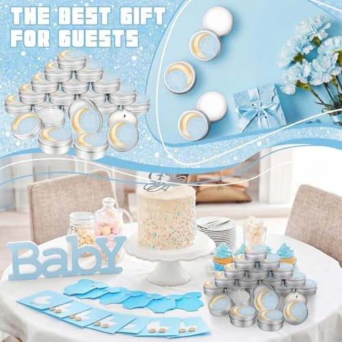 MTLEE 50 Pcs Over The Moon Baby Shower Candles 1 Oz, Light Blue - Image 3