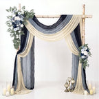 6 Pcs Navy Blue and Dusty Blue Cheesecloth Table Runner 118" - Image 7
