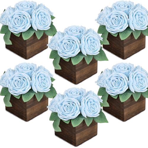 Sky Blue Dining Table Centerpiece Set of 6, Pre-Made, Wooden Box by DIYDOFUN
