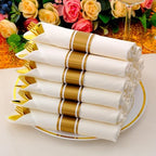 100 Pack Pre Rolled Gold Plastic Silverware Set with Napkins,Disposable Wrapped Heavy Duty Cutlery Set for Wedding Birthday Party-100 Forks,Knives,Spoons,Utensils Set,Plasticware Bulk - Image 5