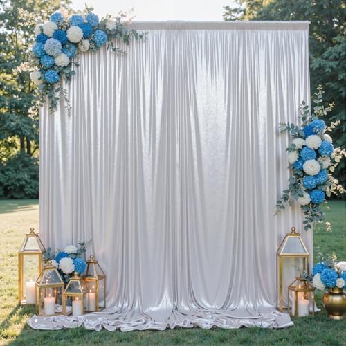 30x10FT Silver Sequin Backdrop Curtain for Party - 6 Panels 5x10FT Wrinkle-Free Shimmer Drapes for Birthday, Wedding, Christmas, Decorations & Photography by Unknown