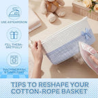 Colingmill Large Woven Gift Basket Empty 17”x13”x7.6” Jumbo Storage Basket with Gift Bag Ribbon and Tulle Gifts Card Paper Filler for Wedding DIY Baby Toy Baskets with Handles(Blue,Stripe) - Image 5