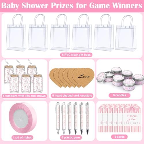 MotiMind 6 Sets Pink Bow Baby Shower Prizes for Winners Guest Game - Image 2