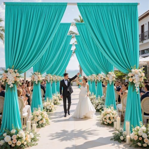 10ft×15ft Turquoise Backdrop Curtain for Wedding Parties - Image 2