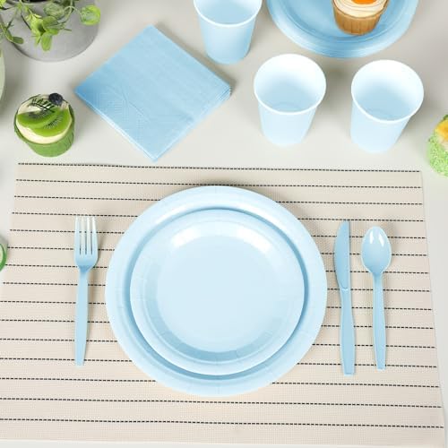 Dandat 350 Pcs Bridal Shower Decorations Baby Shower Party Supplies, Blue - Image 3
