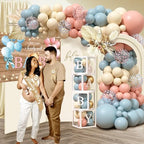 Bear Gender Reveal Decorations, He or She Gender Reveal Party Decoration, Boy or Girl Bear Theme Party Supplies with Backdrop BABY-Box Tablecloth Mom to Be Sash Dad to Be Pin Balloon Arch - Image 7