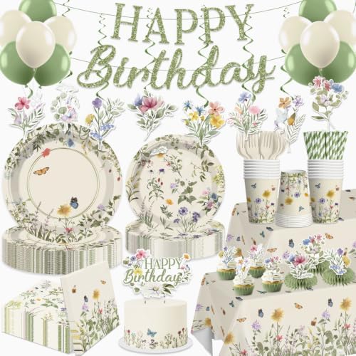 Xynic Wildflower Party Decorations Girl, Flower Themed Birthday, Serve 25 by Unknown