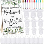 Roowest 35 Pcs Baby Shower Bibs Game with Bib Bodysuit Marker, Greenery by Roowest