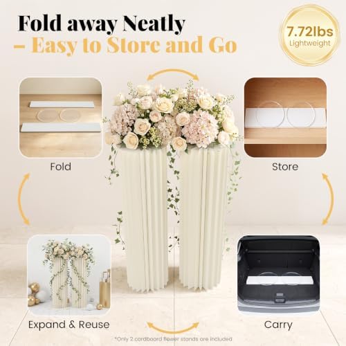 Cardboard Vases 2 Pcs 39.4in, Wedding Centerpiece Flower Stand - Image 5