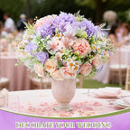 Tigeen 6 Bundles Artificial Flowers Bouquet for Wedding, Pink Purple - Image 6