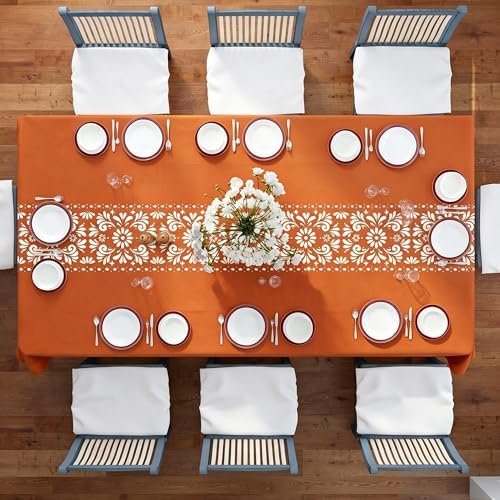 Cielito Lindo Mexican Tablecloth, 54×108 Inch, Terracotta, 8 Pcs - Image 5