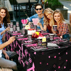 Funnymoom 452 Pcs Breast Cancer Awareness Decoration Black Pink Cure Faith Love Paper Plates Napkins Cups Tablecloth Cutlery Straws for Breast Cancer Awareness Month Women Charity Activities Supplies - Image 5