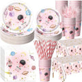 Potchen 452 Pcs Space Plates Napkins Party Supply, Light Pink by Potchen