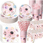 Potchen 452 Pcs Space Plates Napkins Party Supply, Light Pink by Potchen