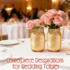 20 Pcs Painted Mason Jars with 20 Light Strings and 1 Ribbon Gold Glass Centerpiec Jars for DIY Table Wedding Housewarming Home - Image 6