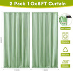 Wokceer Sage Green Backdrop Curtain Drapes for Parties, 2Pack 10x8FT - Image 2