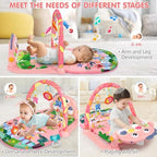 UMIKU Baby Play Mat Tummy Time Mat Gym Girl Activity Center, Pink Dinosaur - Image 3