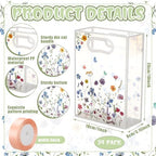 Geyoga 24 Pcs Party Clear Favor Bags with Handles, Wildflower - Image 2