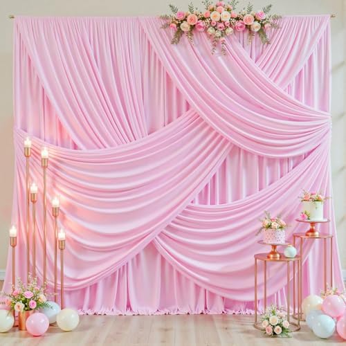 50ft x 10ft Wrinkle Free Pink Wedding Backdrop Curtains for Party Bridal Shower Reception Decorations Pink Fabric Curtain Backdrops Drapes for Photography Baby Shower Birthday Background - Image 4