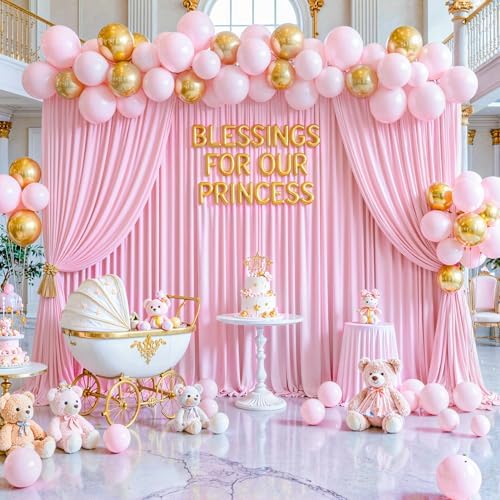 20x15ft Pink Photo Backdrop Curtains for Parties Baby Shower Wrinkle Free - Image 3