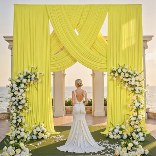 10ft×15ft Yellow Backdrop Curtain for Wedding Parties - Image 2