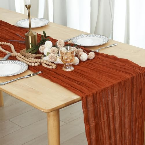 12 Pack Terracotta Cheesecloth Table Runner 120 Inch Boho Wedding Decor - Image 4