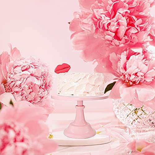 Set of 3 Pieces Cake Stands Iron Cake Holder Dessert Display Plate Serving Tray for Baby Shower Wedding Birthday Party (Pink) - Image 5