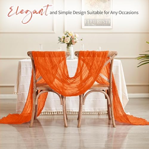 14 Pack Orange Cheesecloth Table Runner 17x108 Inch Semi Sheer Boho Gauze Cheese Cloth Fabric Table Runners, for Wedding Party Baby Shower Birthday Home Decor Garden Farmhouse - Image 6