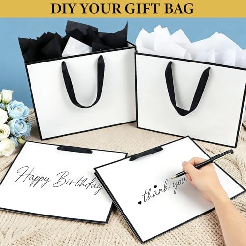 Addblu 24 Pack White Large Gift Bags with Handles & 72 Tissue Papers - Image 5