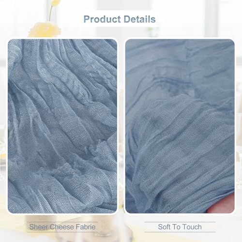 6 Pack Dusty Blue 35x120 Inch Cheesecloth Table Runner - Image 2