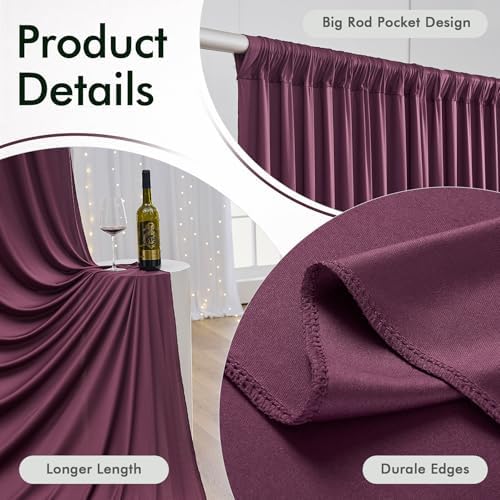 10ftx12ft Maroon Backdrop Curtains for Wedding Party 2 Panels 5×12FT Tall - Image 4