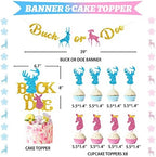 Hombae Buck or Doe Gender Reveal Decorations, 169 PCs Boy or Girl Gender Reveal Decorations Backdrop Balloon Garland Banner Tablecloth Cake Cupcake Topper Box Cutout Poster Sash Blue Pink - Image 3