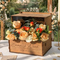 OurWarm Personalized Wedding Card Box with Names & Date Laser-Cut Engraving by OurWarm
