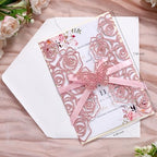50Pcs Pink Butterfly Wedding Invitations with Envelopes and Rsvp Cards - Image 3