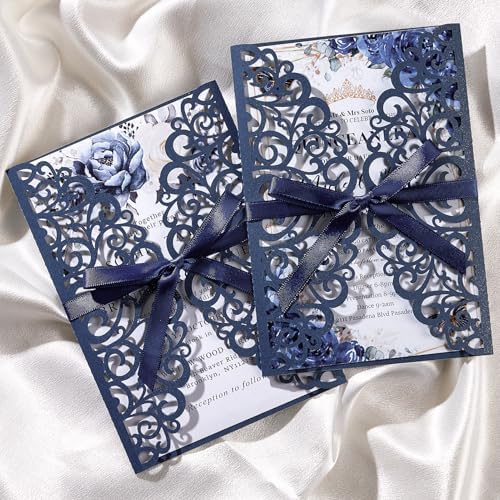 50PCS Custom Wedding Invitations with Envelopes and RSVP Cards - Image 7