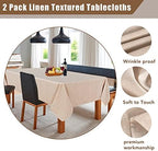 Fitable 2 Pack Beige Faux Linen Tablecloths Rectangle 60x102 Inch - Image 4