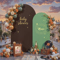 7.2FT & 6FT Arch Backdrop Cover, Brown & Green Wedding Arch Covers, Spandex Arch Covers Stretchy Backdrop for Bridal Shower Baby Shower Birthday Decoration by LittleFunny