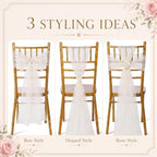 VitalCozy 50 Pack Ivory White Pearls Chair Sashes with Bows Wedding Decor - Image 4