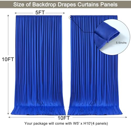 20x10ft Royal Blue Backdrop Curtain for Wedding Parties Wrinkle Free Fabric Royal Blue Drapes Backdrop Decoration for Baby Shower Birthday Photography Decoration 4 Panels, 5ft x 10ft - Image 6