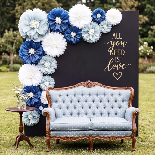 Suncalla Multicolor 18 Pcs Large Paper Flowers Set 23.6"/11.8"/9.8" Giant Tissue Paper Flower Mexican Fiesta Wall Flower for Wall Wedding Birthday Bridal Baby Shower Party Backdrops (Haze Blue) - Image 5