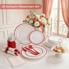 DaYammi 210PCS Red Plastic Dinnerware Set for 30 Guests - Image 2