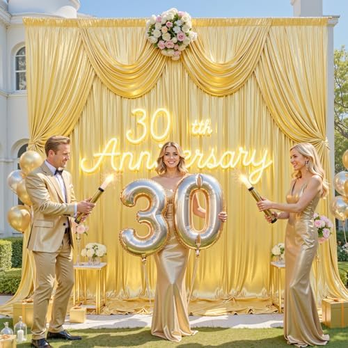 20ft x 10ft Gold Sequin Backdrop Curtains for Party Wedding Shimmer Curtain Backdrop Prom Sparkly Glitter Fabric Photo Backdrop Drapes for Birthday Party Photography Baby Shower 5x10FT, 4 Panels - Image 2