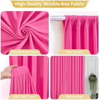 24x10FT Hot Pink Backdrop Curtains for Wedding Parties, Wrinkle Free Polyester Photography Backdrop Drapes for Wedding Baby Shower Birthday Parties Stage Background Stand Decorations 4x10ft,6 Panels - Image 2