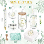 Hoolerry 6 Sets 72 Pcs Baby Shower Prizes for Game Favors Include Glass Cups Baby Shower Winners Present Box Lipstick Pen Candle Keychain Guests Wedding Gift(Greenery) - Image 2